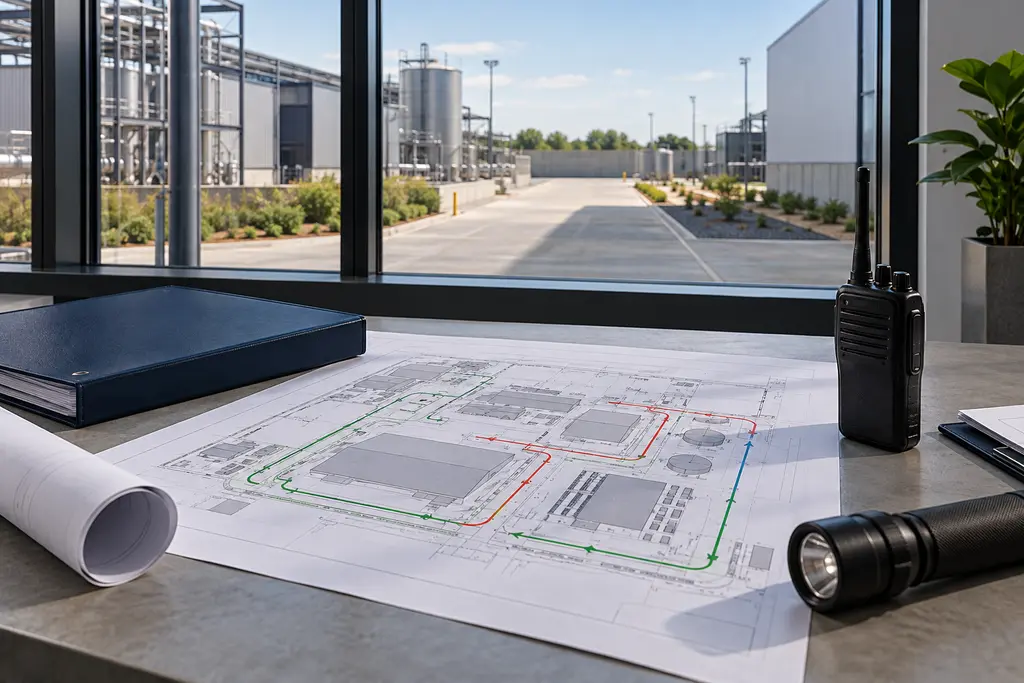 Conceptual emergency planning equipment and clear industrial access route