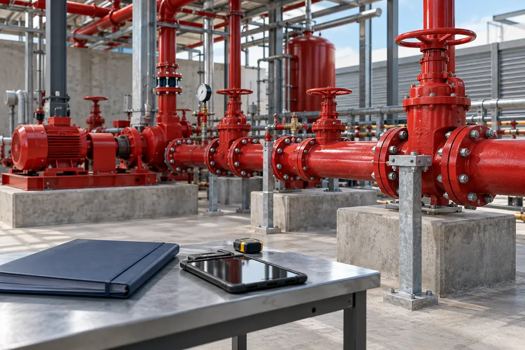 Conceptual building-system inspection workspace with firewater valves